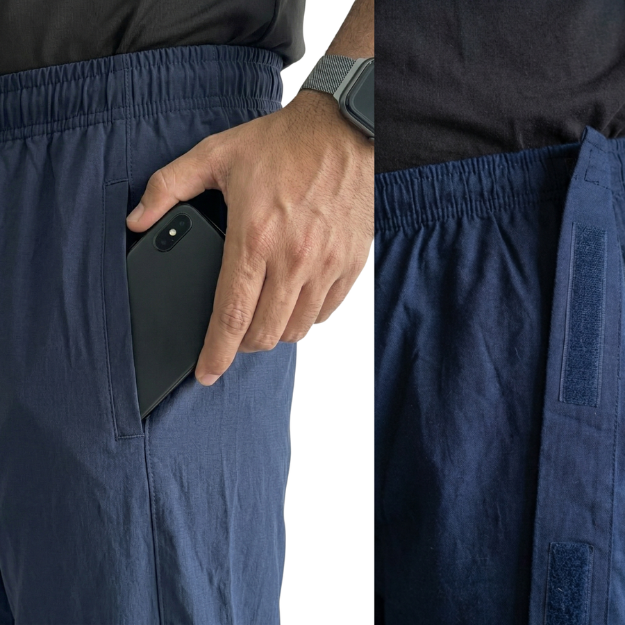 Side-opening adaptive pyjama available colors -- navy, grey, black | Aasra