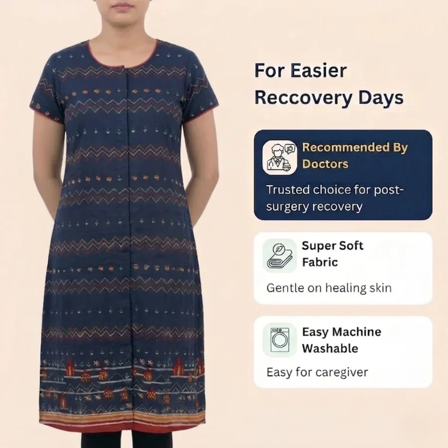 adaptive velcro kurti for women elderly post-surgery dark brown India | Aasra
