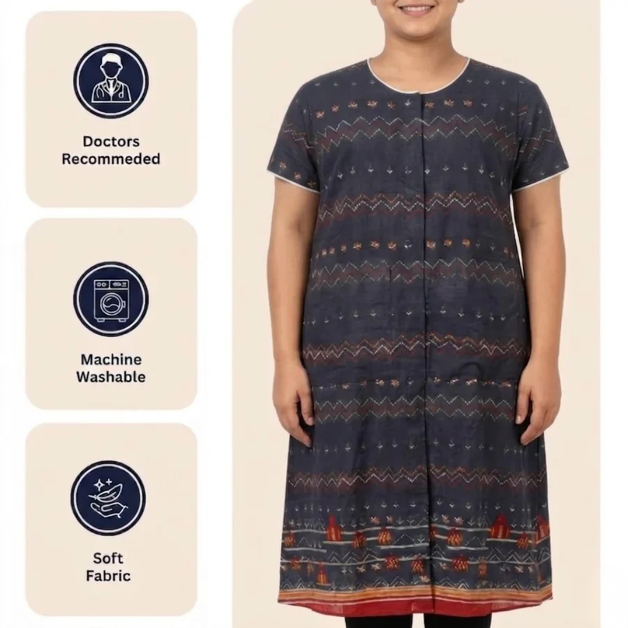 adaptive velcro kurti for women elderly post-surgery dark brown India | Aasra