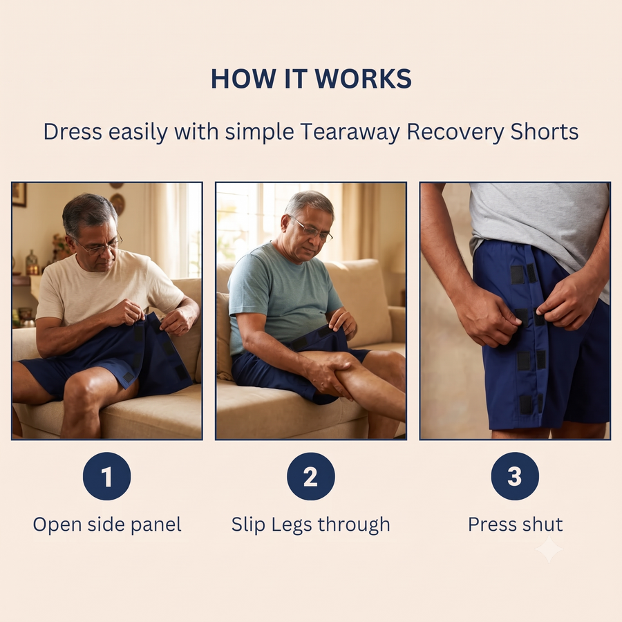 Women's Surgery Shorts | Side-Opening Tearaway Shorts for Post-Surgery Recovery | 100% Cotton