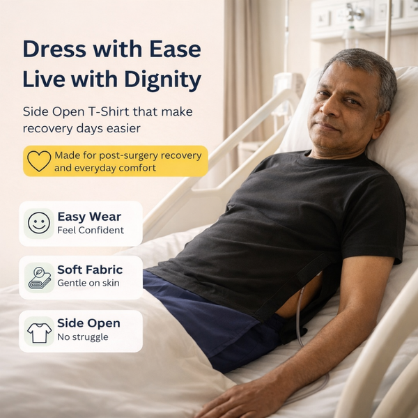 Adaptive Side-Opening Velcro T-Shirt for Men | Easy-Wear with Full Side-Open Design