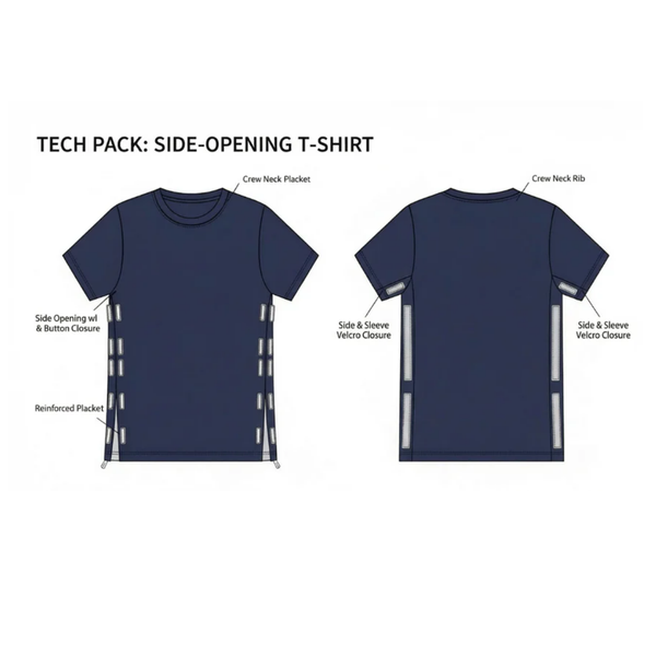 Adaptive Side-Opening Velcro T-Shirt for Men | Easy-Wear with Full Side-Open Design