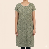 Front-Open Velcro Kurti for Women | Adaptive Easy-Wear Kurti (Green)