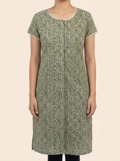 Front-Open Velcro Kurti for Women | Adaptive Easy-Wear Kurti (Green)