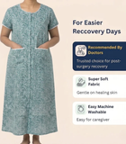 Front-Open Patient Nighty for Elderly & Post-Surgery Women - S / Light Blue