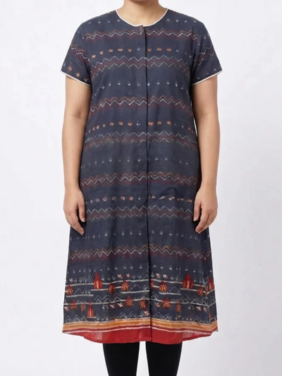 Front-Open Velcro Kurti for Women | Adaptive Easy-Wear Kurti (Dark Brown)