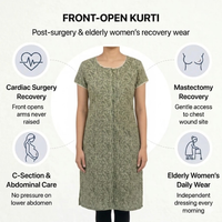 Front-Open Velcro Kurti for Women | Adaptive Easy-Wear Kurti (Green)