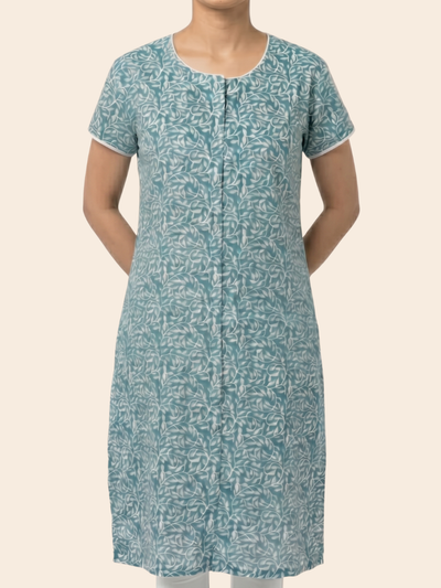 Front-Open Velcro Kurti for Women | Adaptive Easy-Wear Kurti (Blue)