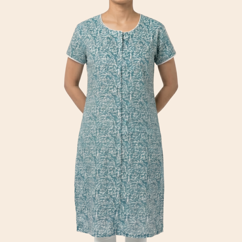 Front-Open Velcro Kurti for Women | Adaptive Easy-Wear Kurti (Blue)