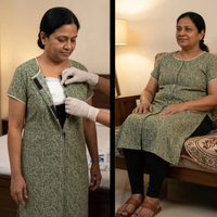 front-open kurti for elderly women adaptive Indian ethnic wear green India | Aasra