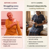 Adaptive Front-Open Nighty for Women | Easy-Wear with Pockets (Dark Brown)