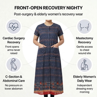 Adaptive Front-Open Nighty for Women | Easy-Wear with Pockets (Dark Brown)