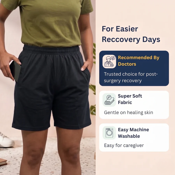 adaptive tearaway shorts for women velcro side-opening post-surgery recovery India | Aasra
