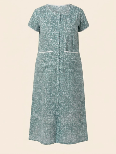Adaptive Front-Open Nighty for Women | Easy-Wear with Pockets (Blue)