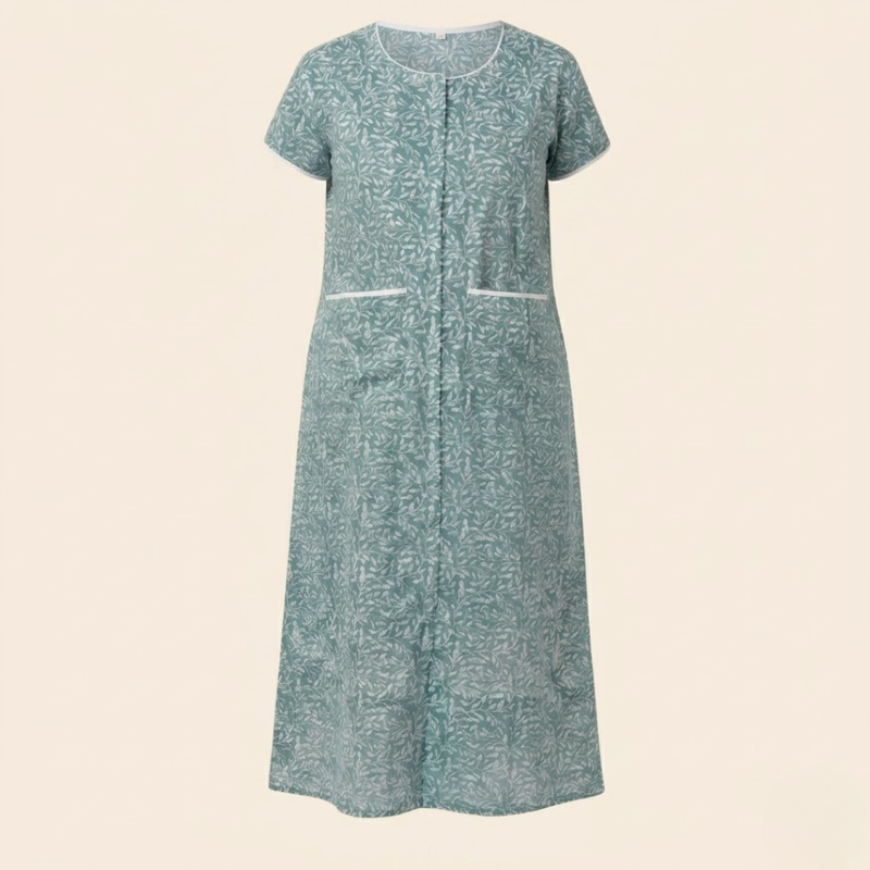 Adaptive Front-Open Nighty for Women | Easy-Wear with Pockets (Blue)