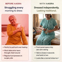 Adaptive Front-Open Nighty for Women | Easy-Wear with Pockets (Blue)