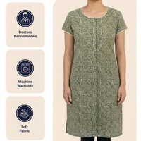 front-open kurti for elderly women adaptive Indian ethnic wear green India | Aasra