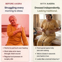 Adaptive Front-Open Nighty for Women | Easy-Wear with Pockets (Yellow)