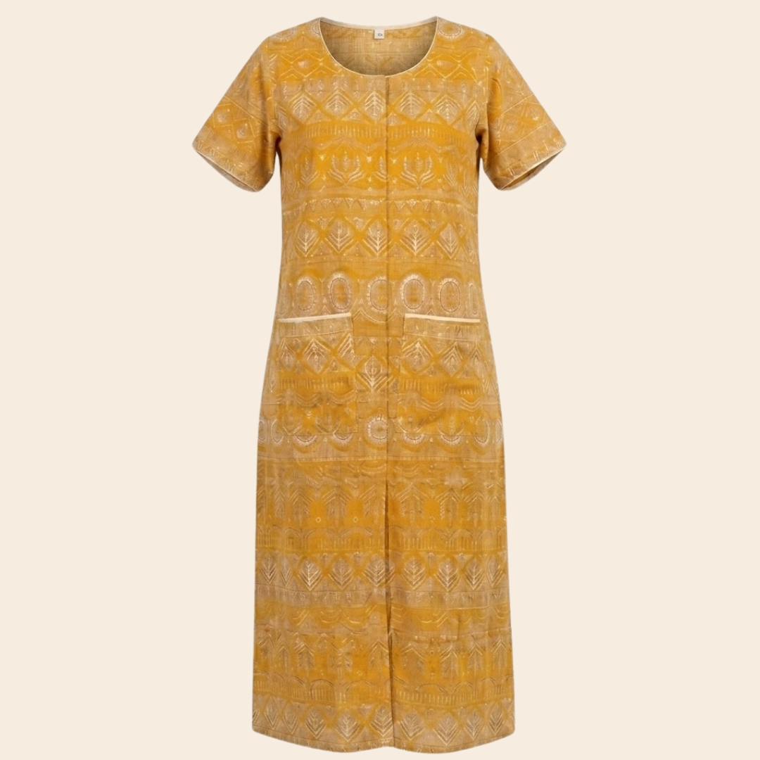 Adaptive Front-Open Nighty for Women | Easy-Wear with Pockets (Yellow)