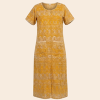 Adaptive Front-Open Nighty for Women | Easy-Wear with Pockets (Yellow)