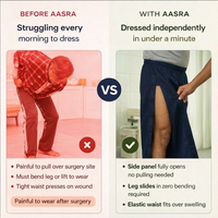 adaptive side-opening pajama for women post-surgery night pant velcro closure India | Aasra