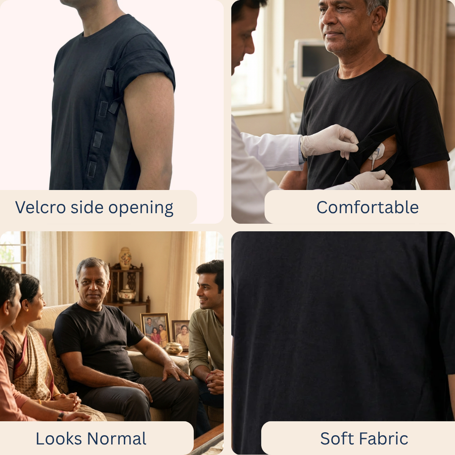 adaptive side-opening velcro t-shirt for women post-surgery upper body wear India | Aasra