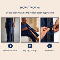Men's Velcro Pajamas | Side-Opening Pyjamas for Surgery Recovery | No Step-In Needed