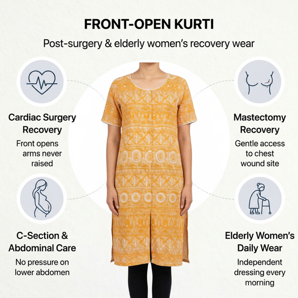 Front-Open Kurti for Women | Post-Surgery & Elderly Wear