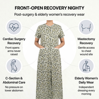 front open adaptive nighty for women post-surgery elderly wear green India | Aasra