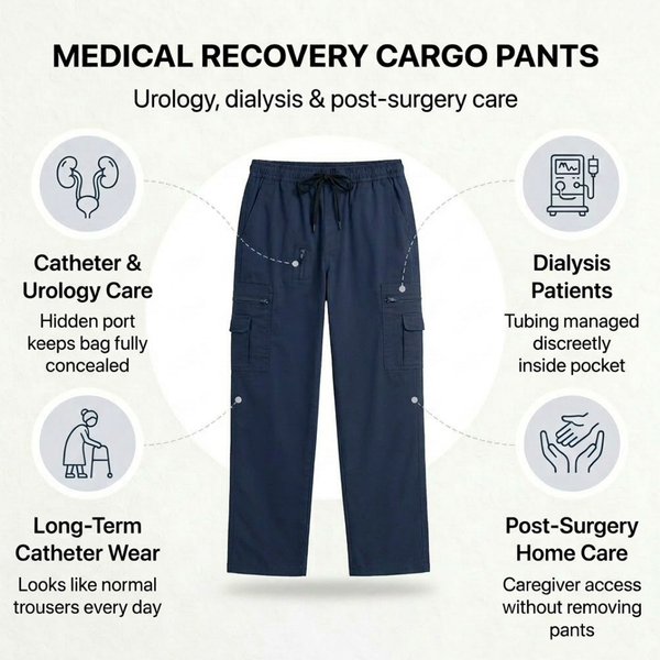 Adaptive Utility Cargo Pants with Catheter-Port Access | Side-Zip Easy-Wear (Women's)