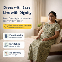 front open adaptive nighty for women post-surgery elderly wear green India | Aasra