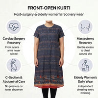 Front-Open Velcro Kurti for Women | Adaptive Easy-Wear Kurti (Dark Brown)