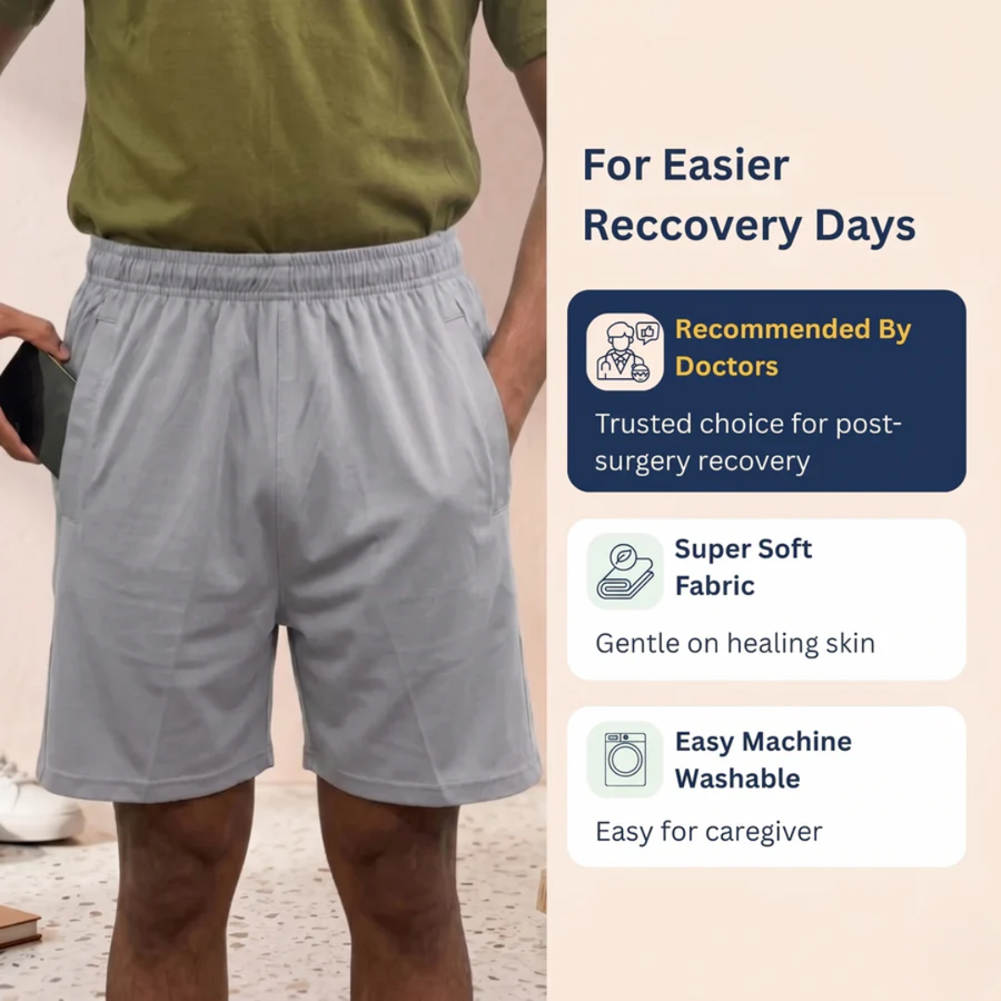 Adaptive Tearaway Shorts | 100% Cotton | Velcro Side-Opening for Easy Change (Men's)