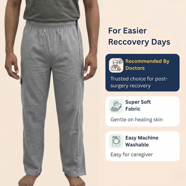 Adaptive Side-Opening Pajama with Full-Length Velcro Closure | Easy-Wear Night Pant (Men's)
