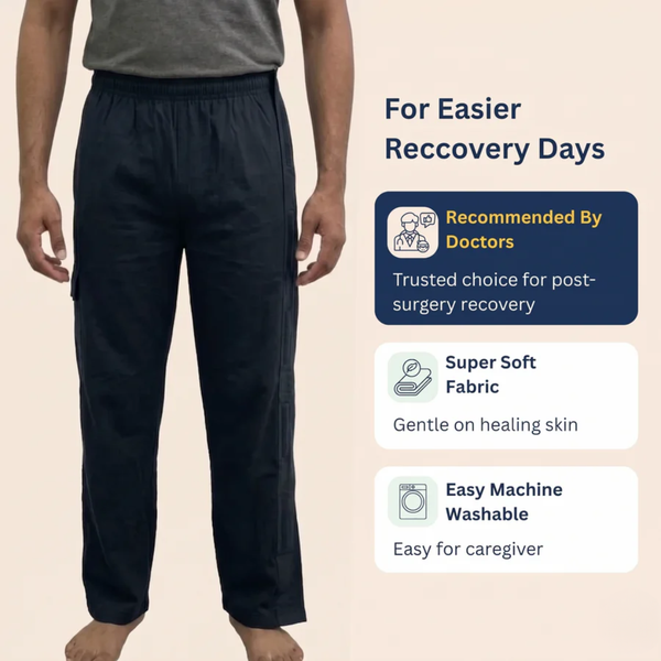 Adaptive Side-Opening Pajama with Full-Length Velcro Closure | Easy-Wear Night Pant (Men's)