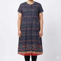 Front-Open Velcro Kurti for Women | Adaptive Easy-Wear Kurti (Dark Brown)