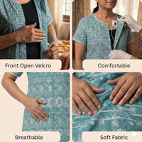 Front-Open Velcro Kurti for Women | Adaptive Easy-Wear Kurti (Blue)