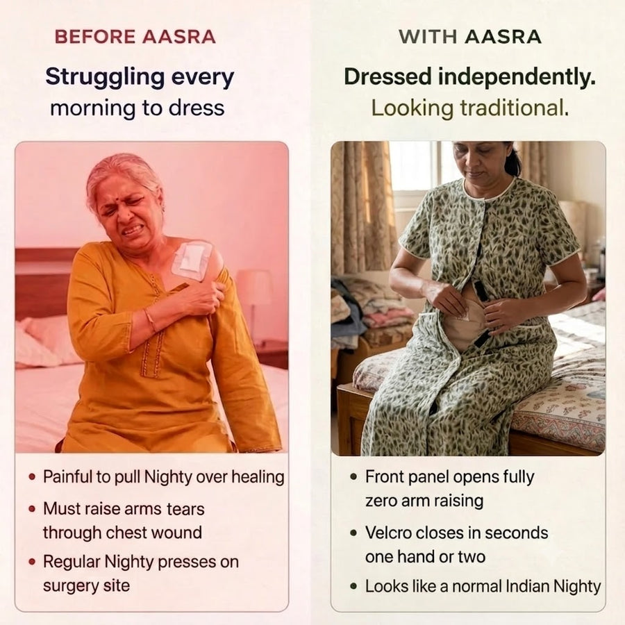 Front-Open Patient Nighty for Elderly & Post-Surgery Women