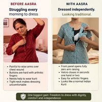 Velcro Kurti for Elderly Women & Patients | Front-Open Adaptive Easy-Wear Kurti (Blue) | India