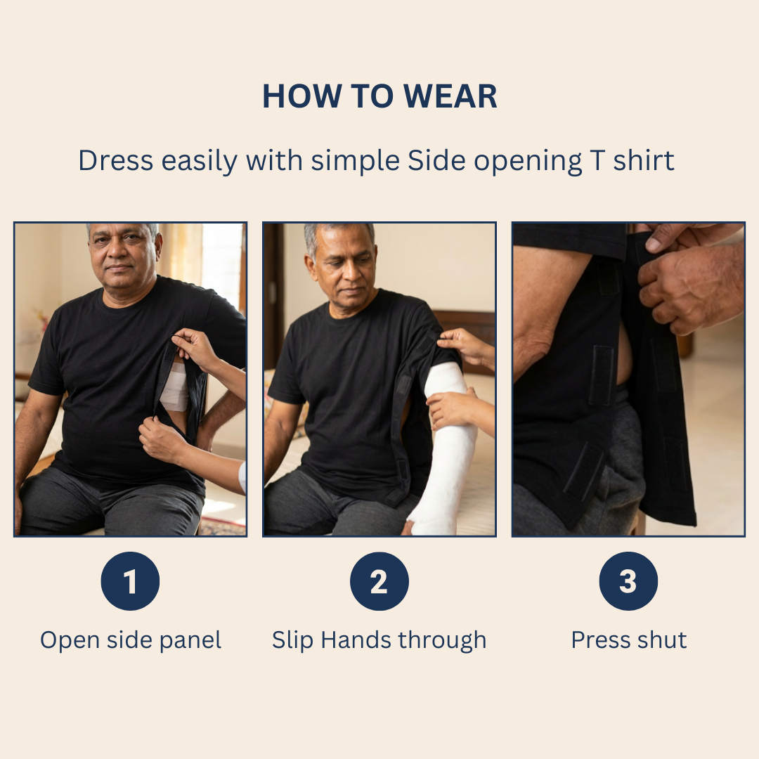 How to wear Adaptive Side-Opening Velcro T-Shirt for Men | Easy-Wear with Full Side-Open Design