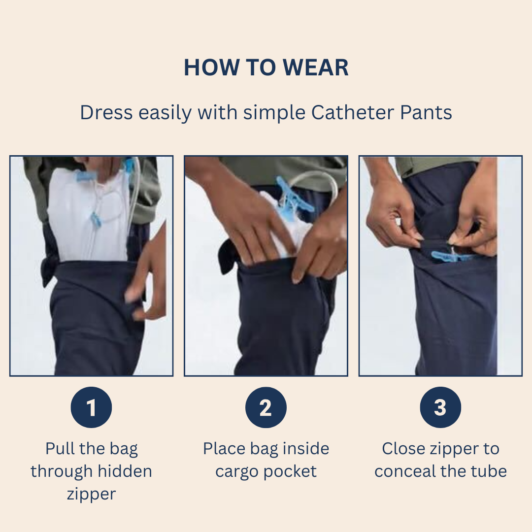 How to wear Adaptive Utility Cargo Pants with Catheter-Port Access | Side-Zip Easy-Wear (Men's)
